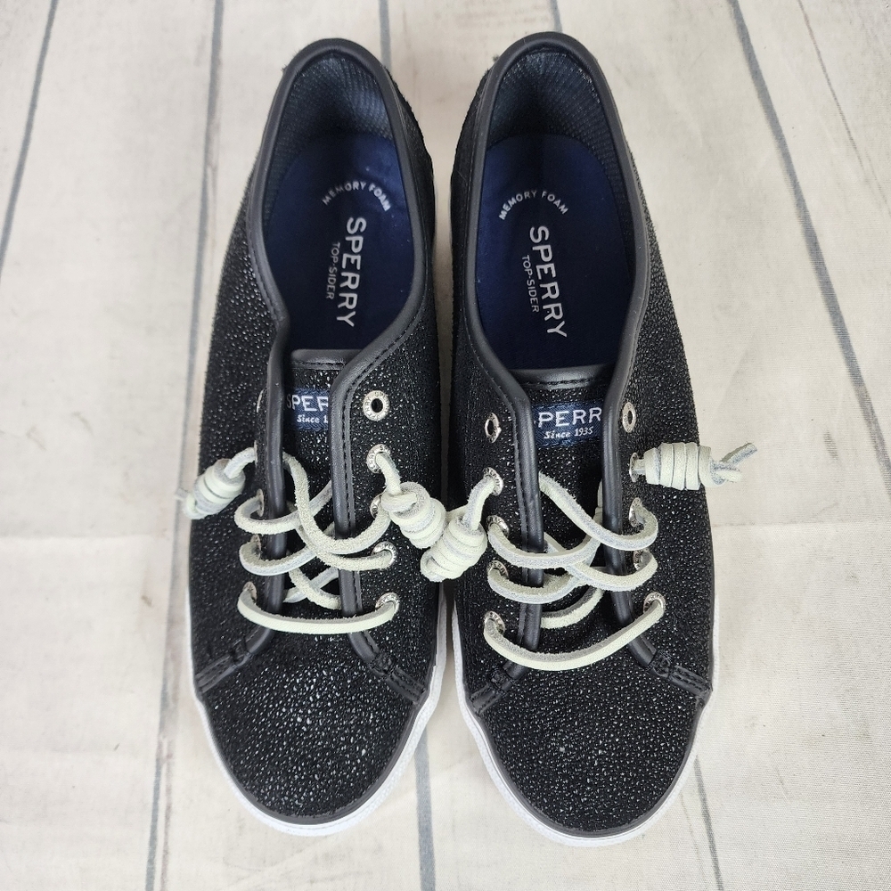Sperry Top-Siders Seacoast Black Caviar Lace Up Sneaker Size 7 - Picture 13 of 16